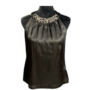 🖤LIKE NEW- APT 9 BLACK SLEEVELESS BLOUSE WITH PEARL EMBELLISHMENTS SZ S🖤
